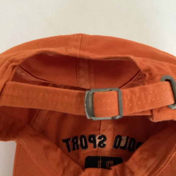 Vintage Polo Ralph Lauren Polo Sport RL Cap Hat Strap Back Orange USA Cotton OS - Picture 4 of 10